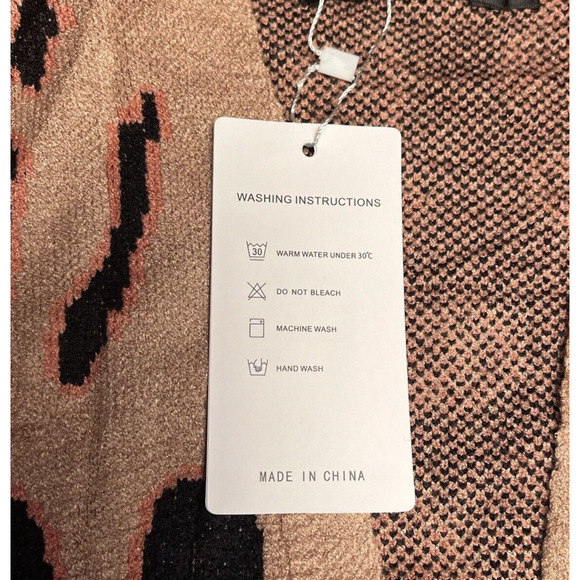 Zesica Leopard Knit Open Cardigan Sweater Women’s Small Oversized Long Sleeve - Picture 8 of 14